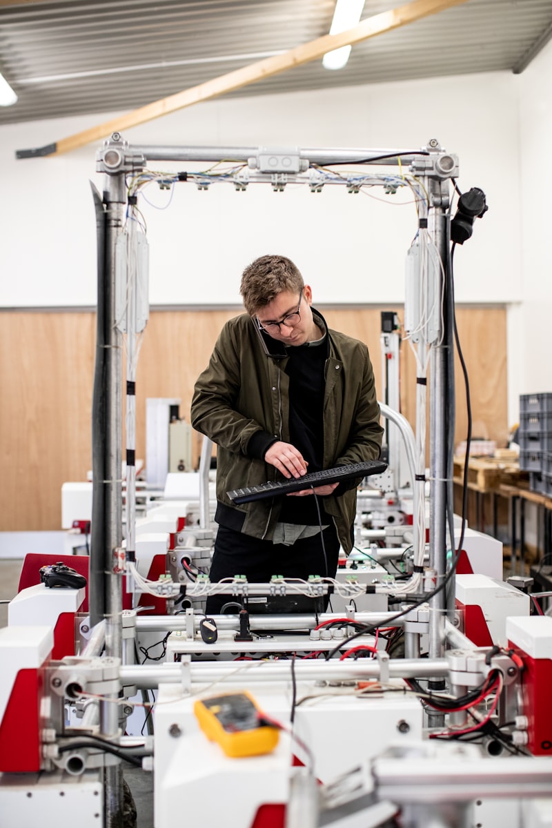 IT technician working on computer equipment